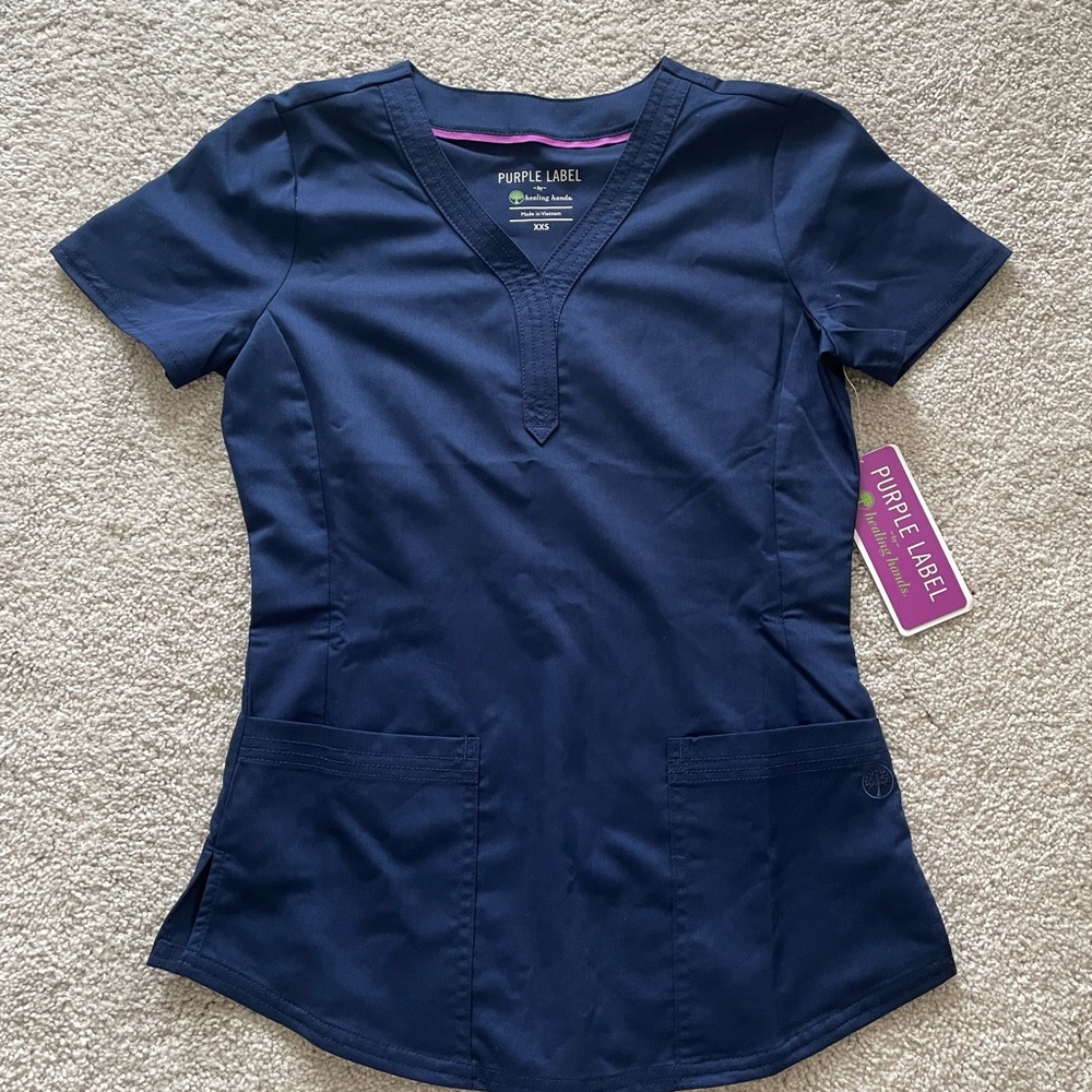 Purple label healing hands navy top